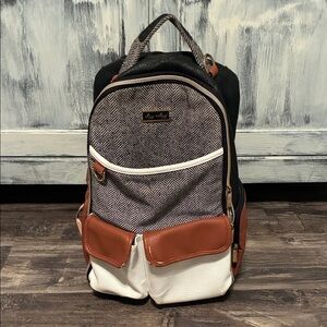 Itzy Ritzy Diaper Bag Backpack with Brown and White Accents